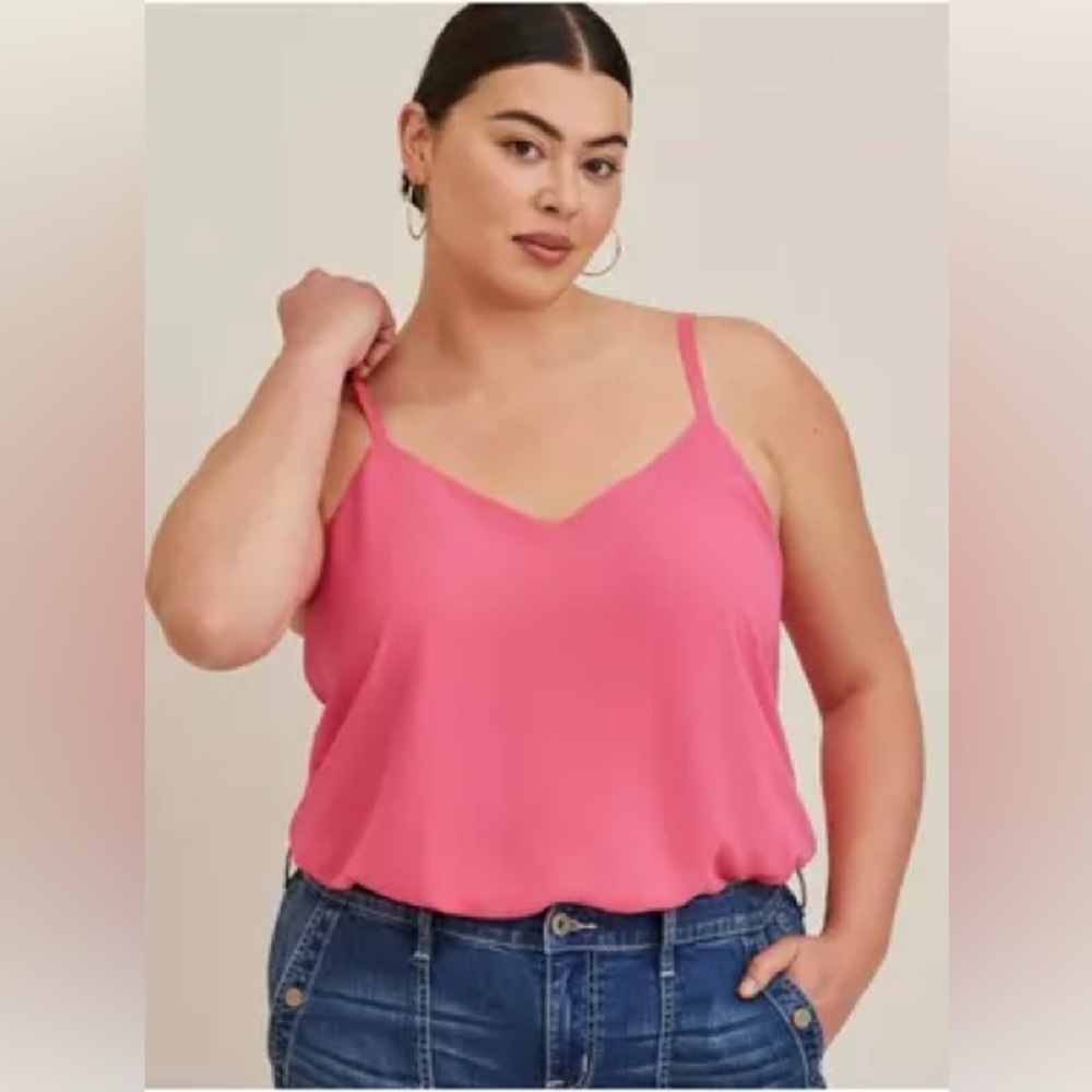 NWT Torrid Sophie Chiffon Double Layer Swing Cami, Size 00 (M/L 10), Pink